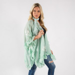 Wholesale ruffled kimono floral details One fits most Approximate cotton polyest