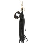 Wholesale large druzy faux leather tassel keychain holder Druzy varies