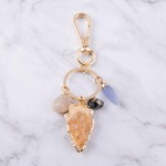 Wholesale natural stone arrow head druzy charm keychain holder
