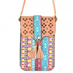 Wholesale aztec print cross body bag clear phone window W L strap