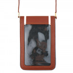 Wholesale faux leather cross body bag inside pocket snap closure clear back pock