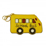 Wholesale school bus keychain wallet lined inside clear pocket zipper closure ta