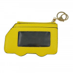 Wholesale school bus keychain wallet lined inside clear pocket zipper closure ta