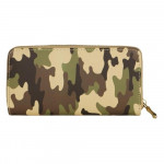 Wholesale faux leather camo long wallet zipper coin pouch full bill card compart