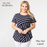 Wholesale pLUS striped short sleeve tunic top Pack breakdown pcs pack XL Composi