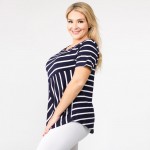 Wholesale pLUS striped short sleeve tunic top Pack breakdown pcs pack XL Composi