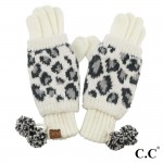 Wholesale c C CG Leopard print jacquard knit glove knit pom Polyester One fits m