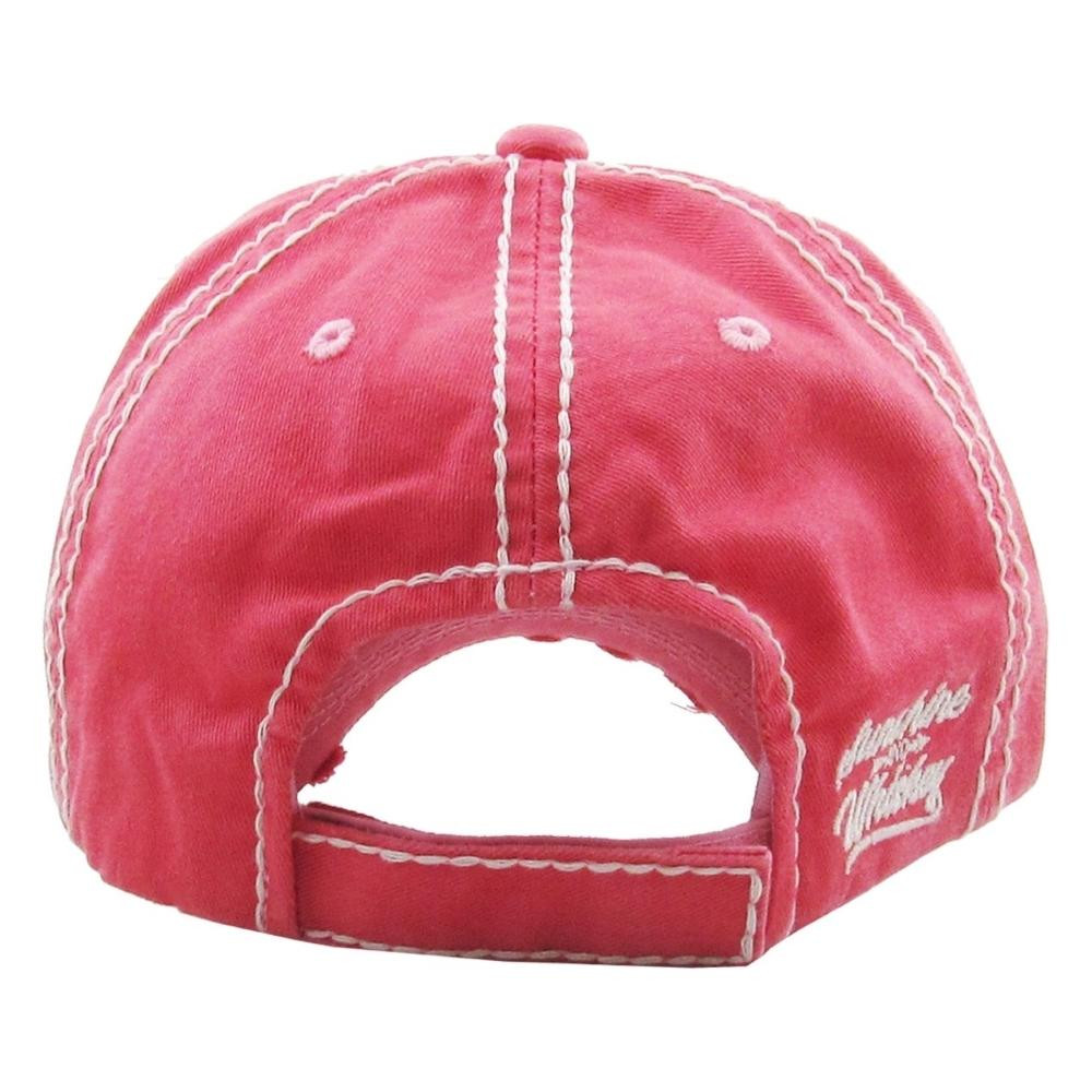 Vintage, distressed baseball cap featuring "Sunshine and Whiskey